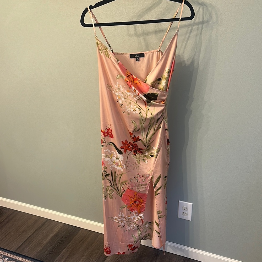 Lulu's Pink Slip Midi Dress